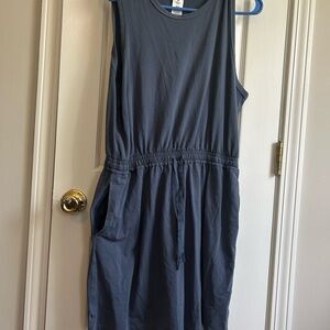 Blue Sleeveless Crew Neck Sundress